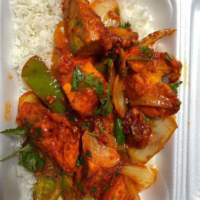 Special Chicken Tikka box with Mango Lassi.
